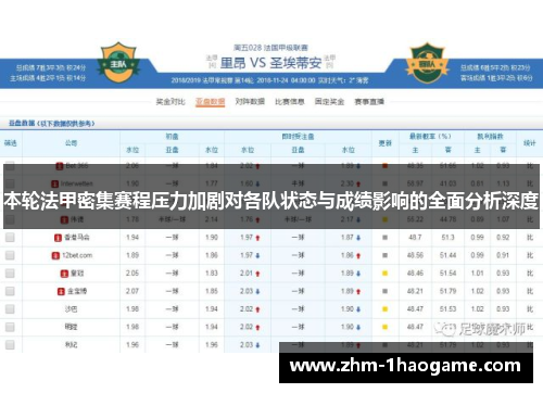本轮法甲密集赛程压力加剧对各队状态与成绩影响的全面分析深度